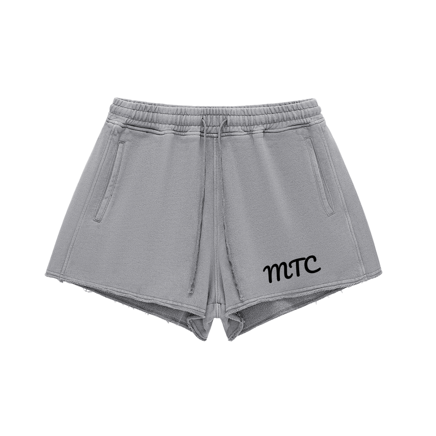 Snow Washed Raw Edge Drawstring Shorts