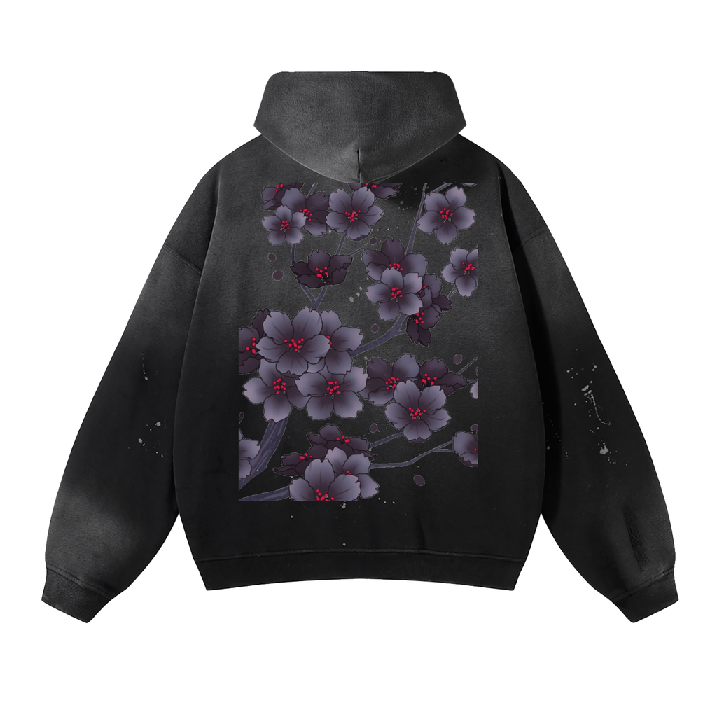 Vintage Washed Frayed Fleece Hoodie